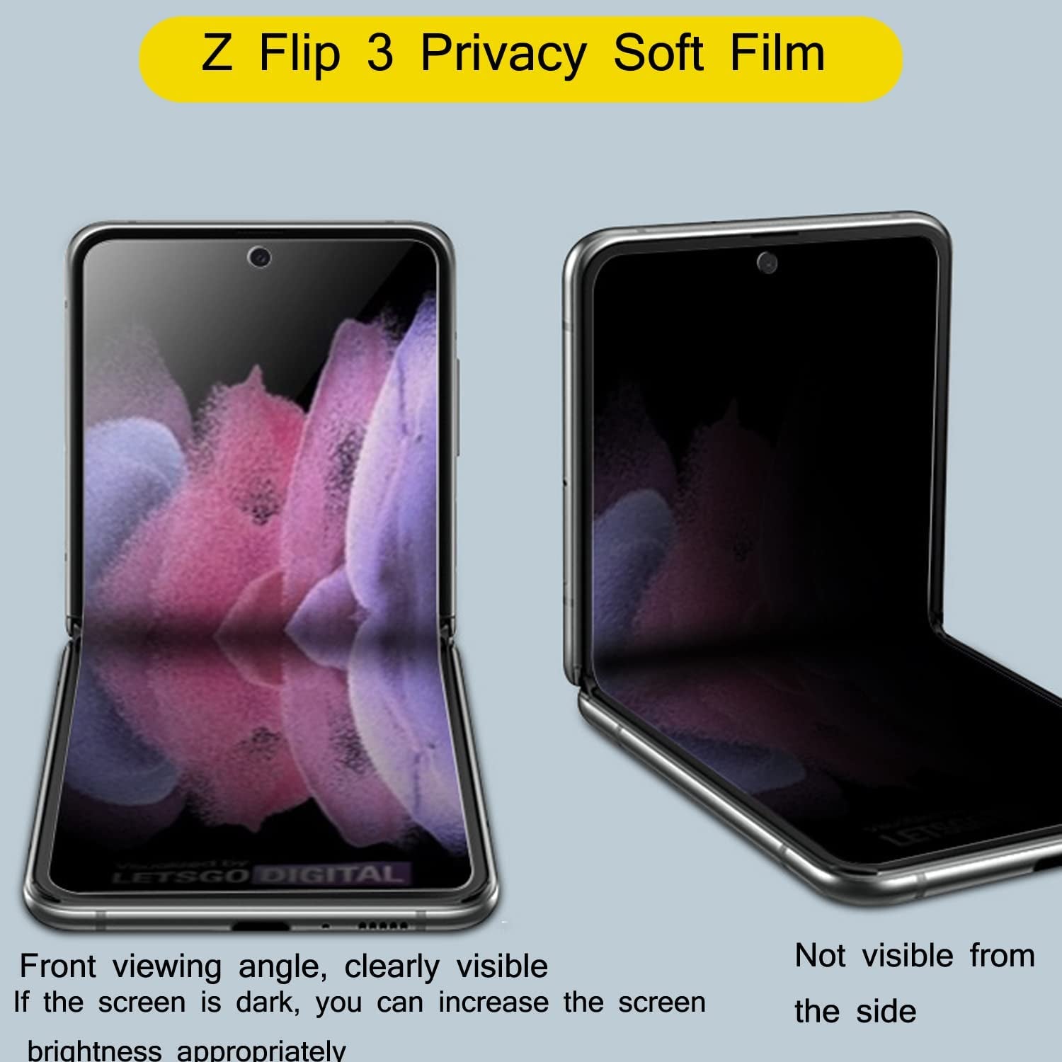 3 Pack Designed for Z Flip 3 Privacy Screen Protector,Anti-Peep 1PCS outside Screen Protector+1Pcs inside Screen Protector+1Pcs Side Protector Film for Samsung Z Flip 3 5G Smooth  BYIUIHS   