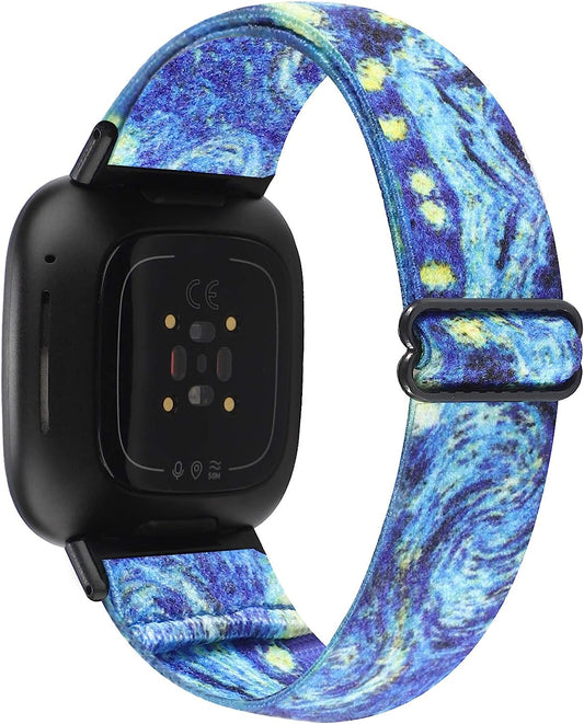 WONMILLE Adjustable Elastic Band Compatible with Fitbit Versa 3/Sense for Women Girls Fabric Nylon Sport Stretchy Strap Bracelet Wristbands for Fitbit Versa 3 Smart Watch  WONMILLE   