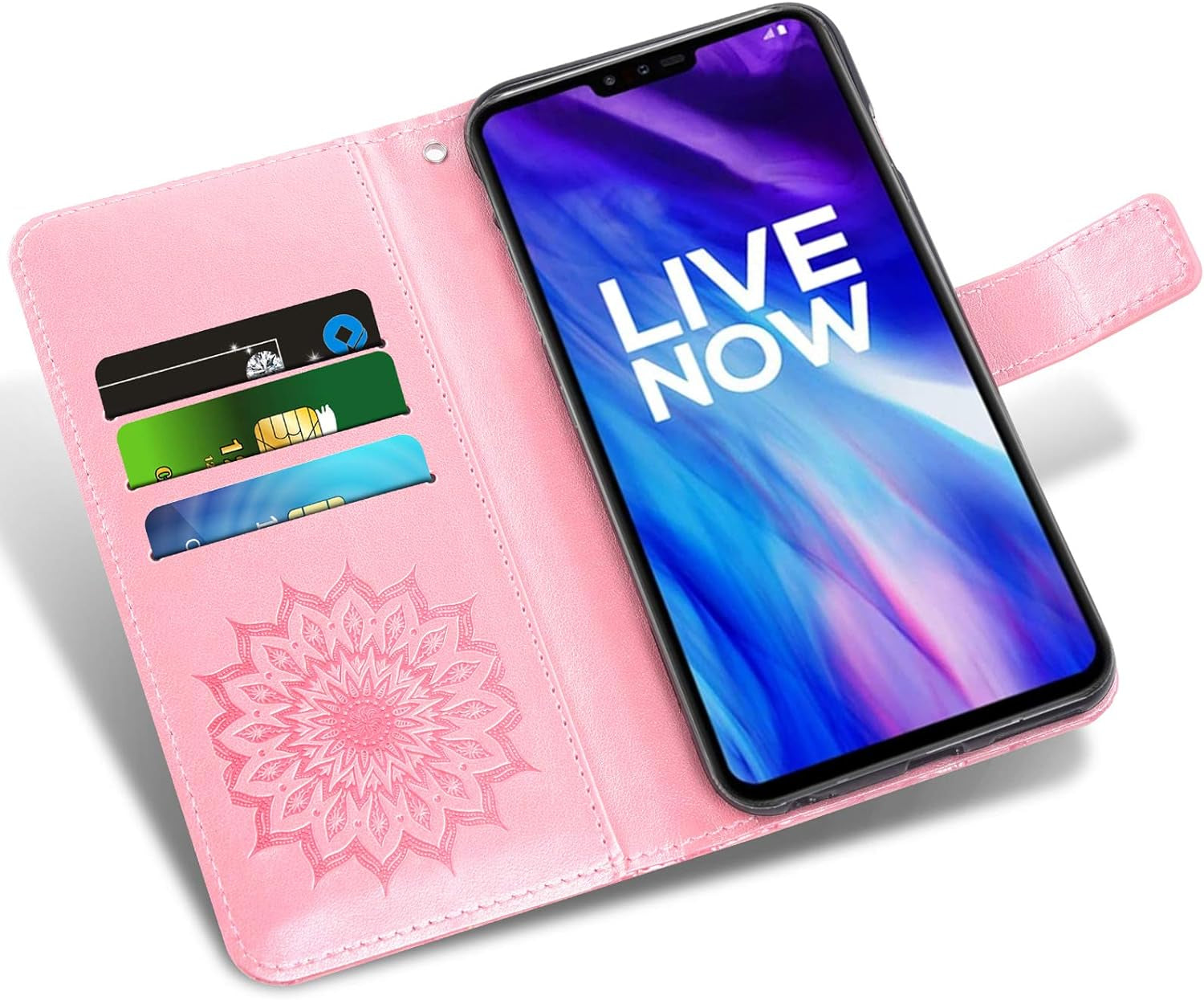 Phone Case for LG V40 Thinq Wallet Cases with Tempered Glass Screen Protector Leather Flip Cover Card Holder Stand Cell Accessories LGV40 Storm V 40 Thin Q V40Thinq LG40 40V 40Thinq Women Rose Gold  Asuwish   