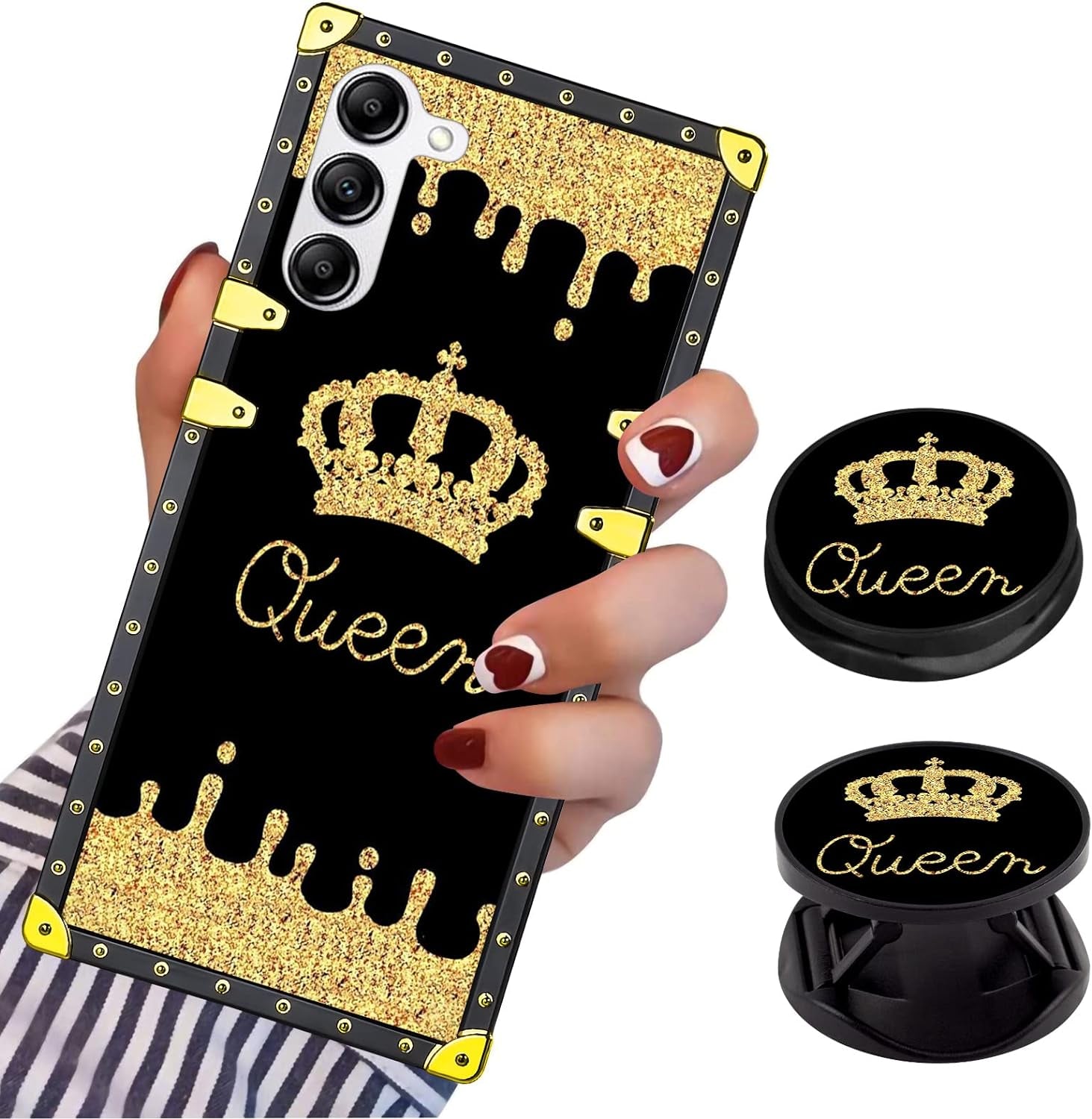 LSL Compatible with Samsung Galaxy Note 20 5G Square Phone Case, Queen Golden Crown Luxury TPU Plating Corner Shockproof Protection Cover for Women Girls, for Samsung Galaxy Note 20 5G  LSL For Samsung Galaxy A14 5G  