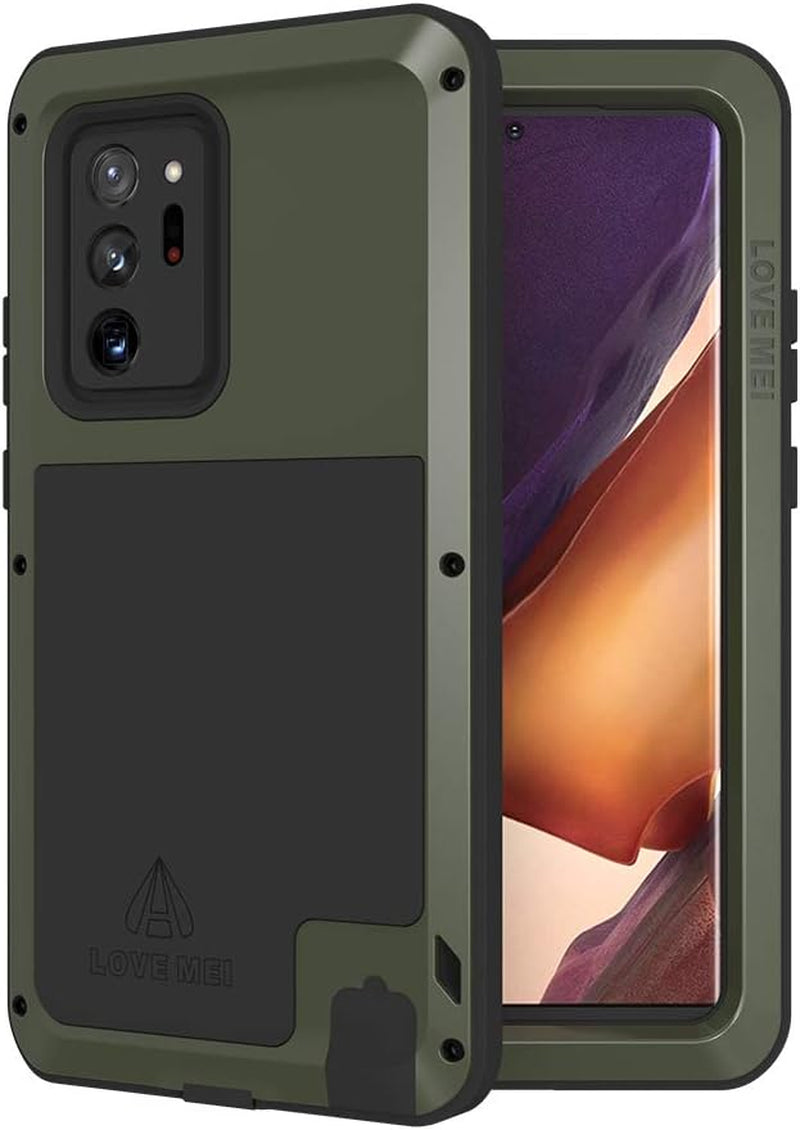LOVE MEI Galaxy Note 20 Ultra 5G Phone Case, [Without Glass Screen Protector] Full Body Sturdy Defender Hard Cover Heavy Duty Shockproof Dustproof Metal Silicone Case for Samsung Note 20 Ultra Green  LOVE MEI   