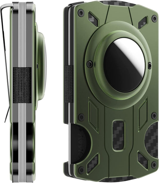 Keymarx Airtag Wallet Men, Slim Wallet with Money Clip, Minimalist Wallet for Men Air Tag Wallet, Apple Airtag Wallet with Airtag Holder(Army Green)  keymarx   