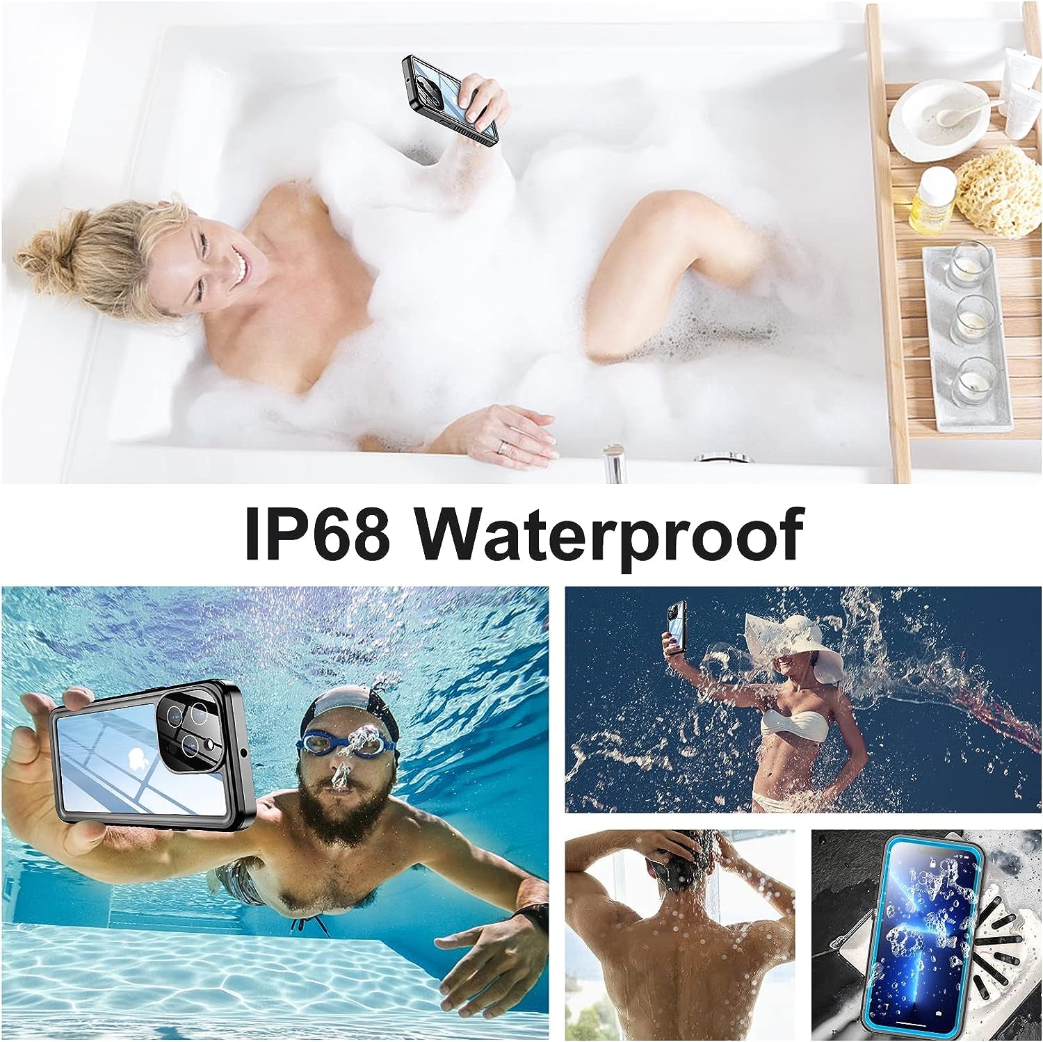 Temdan [Real 360] for Iphone 13 Pro Max Case Waterproof, Built-In 9H Tempered Glass Camera Lens & Screen Protection [13Ftmilitary Dropproof][Full-Body Shockproof][Ip68 Underwater] Phone Case Blue  Temdan   