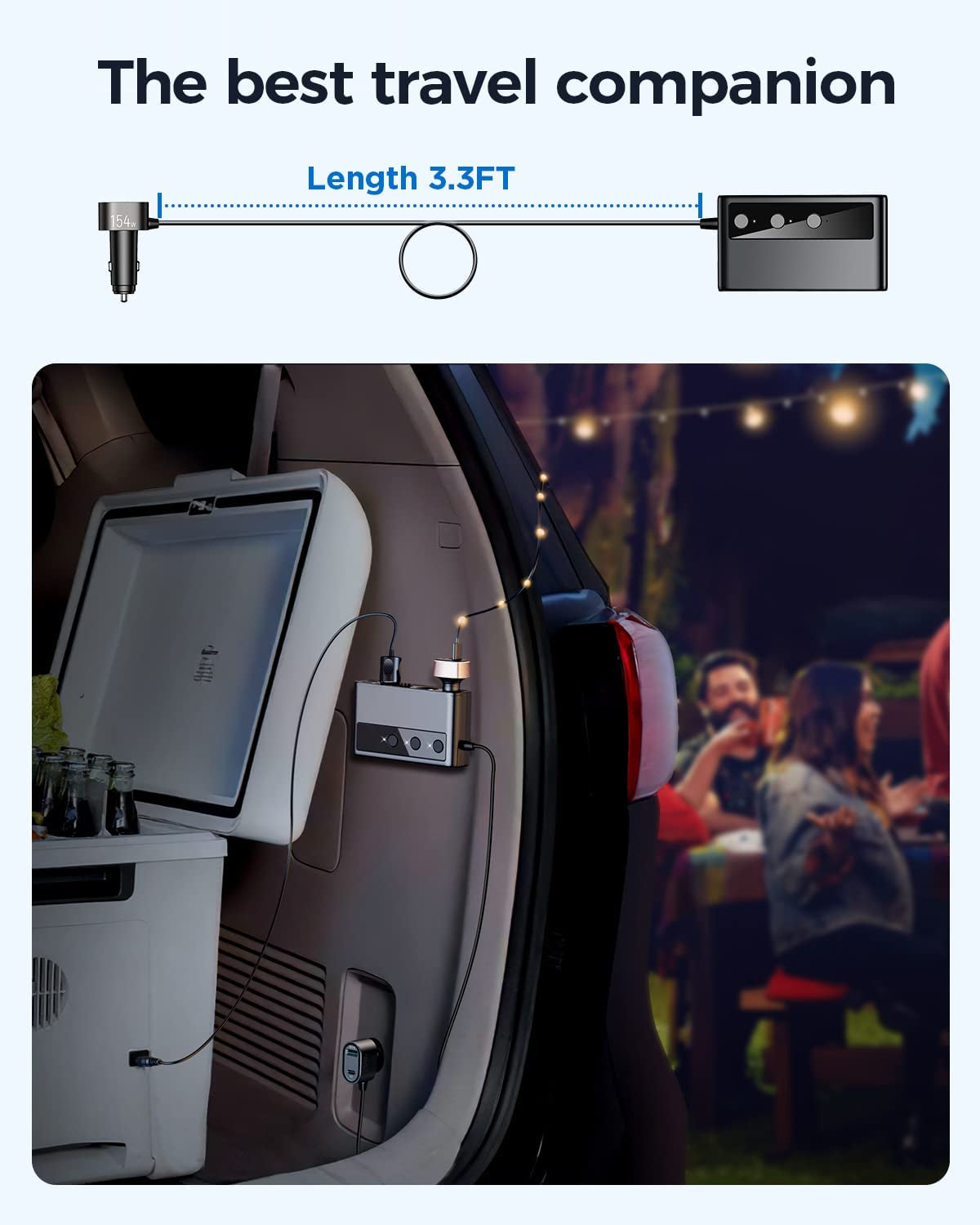 9 in 1 Car Adapter, Joyroom 3 Socket Cigarette Lighter Splitter with PD/QC 3.0 * 2 Charge(3.3Ft Cable), 154W 12V/24V Independent Switches DC Outlet Charger for All Car Devices  JOYROOM   