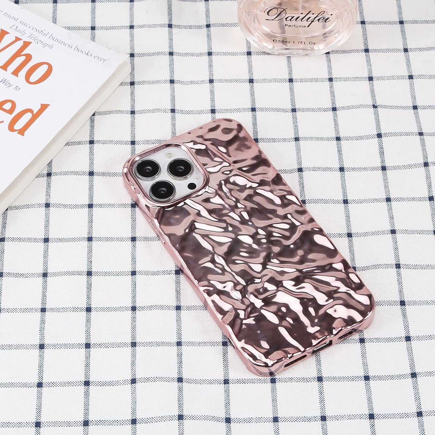 Yebowe Compatible with Iphone 11 Case, Cute 3D Tin Foil Pleated Luxury Phone Cover for Women Girls Cool Bling Designer Soft Silicone Case for Iphone 11, Rose Gold  Yebowe   