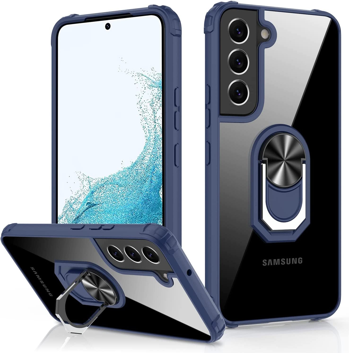 LUMARKE Galaxy S22 plus Case with Camera Cover,Samsung S22 plus Cover Pass 16Ft Drop Test Military Grade Heavy Duty Protective Phone Case with Kickstand for Samsung Galaxy S22 plus Black  LUMARKE Clear Blue Galaxy S22 Plus 6.6''-M 