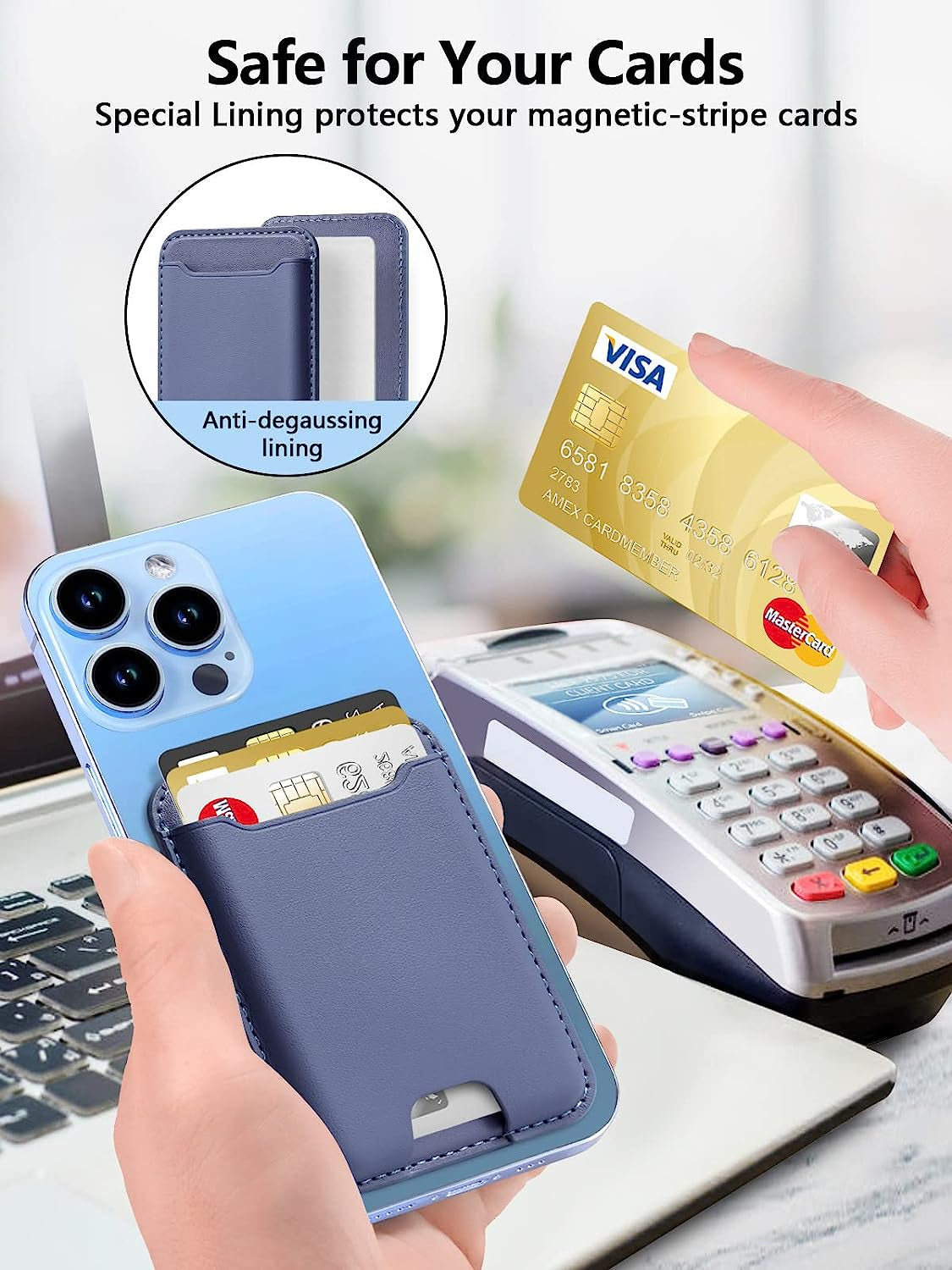 Topmade for Magsafe Wallet, Magnetic Wallet Card Holder for Iphone 14, Iphone 13/12 Series, Leather Magnetic Phone Wallet with Powerful Magnet, Credit Card RFID Blocking, Fit 3 Cards, Wisteria Purple  TopMade   