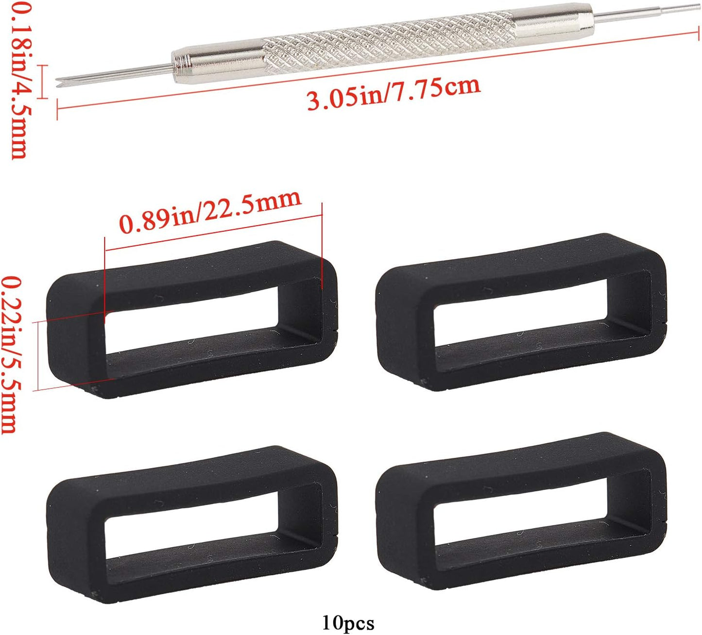 GORGECRAFT 10Pcs 22Mm Rubber Replacement Watch Band Strap Loops Silicone Watch Strap Keeper Holder Retainer with Removable Tools  GORGECRAFT   