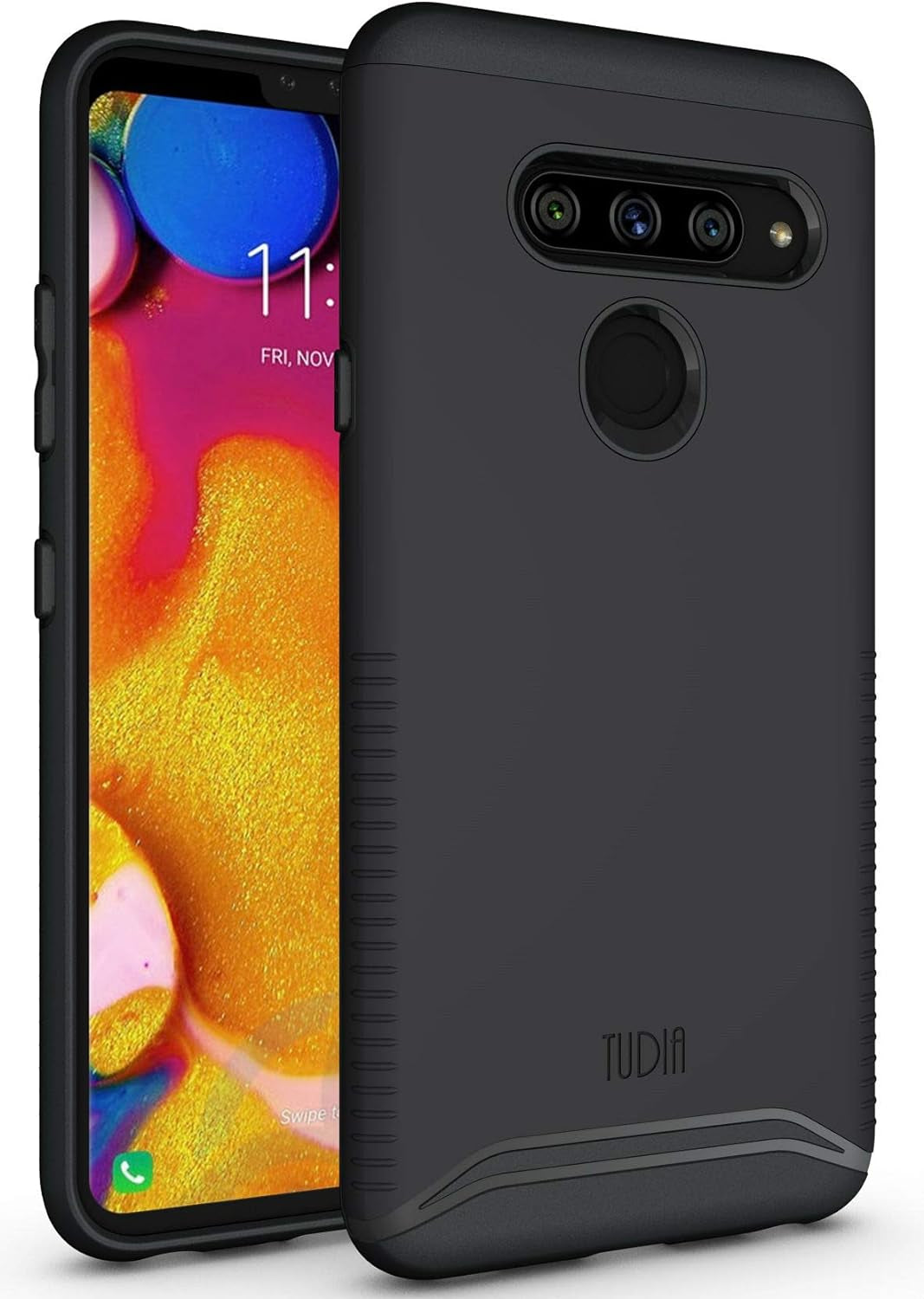 TUDIA Dualshield Designed for LG V40 Thinq Case, [Merge] Shockproof Military Grade Drop Protection Dual Layer Slim Protective Case Cover - Matte Black  TUDIA   