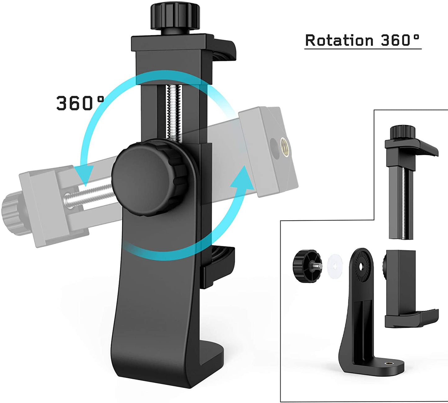 Universal Phone Tripod Mount Adapter with Ｗireless Camera Remote, Cell Phone Holder with Adjustable Clamp for Selfie Stick Monopod Compatible with Iphone, Samsung and so On, Wrist Strap Included  Zttopo   