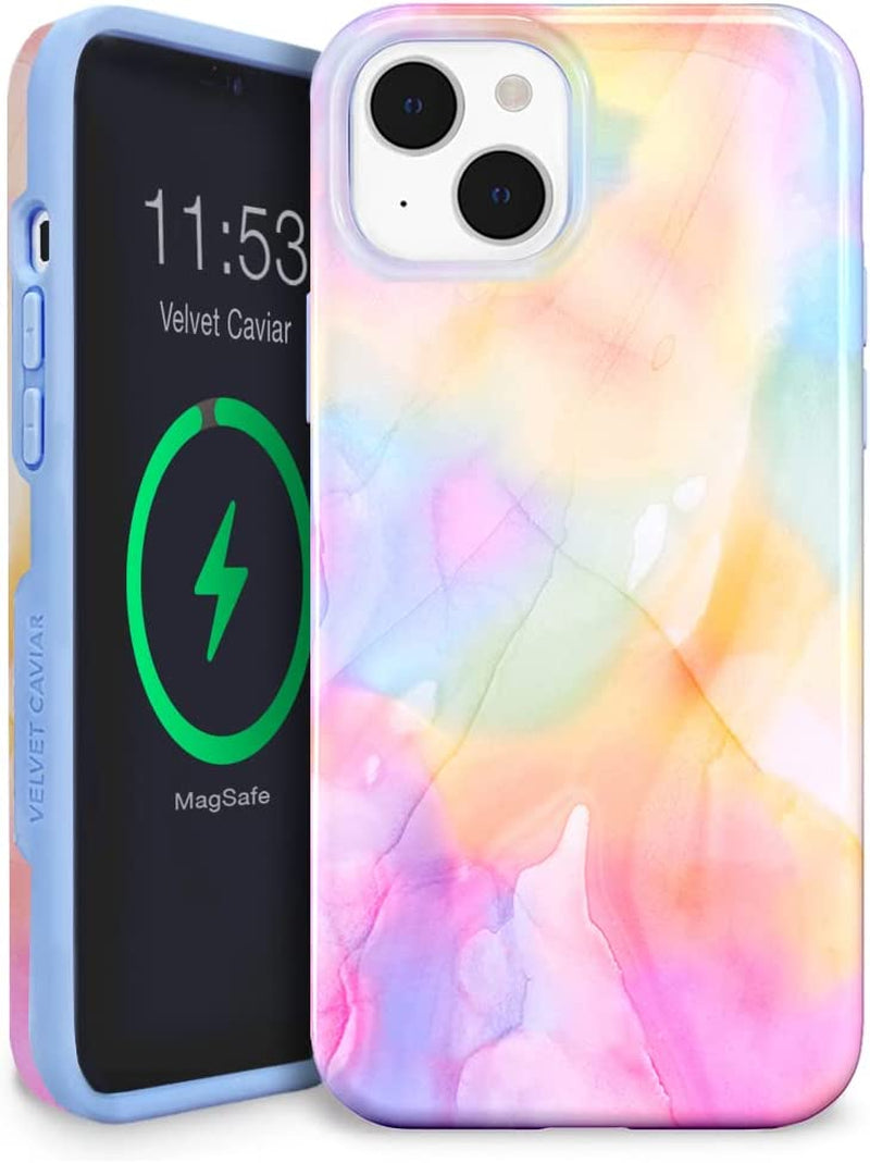 Velvet Caviar Designed for Iphone 14 Case Floral [10Ft Drop Tested] Compatible with Magsafe - Microfiber Lining (Grey, Rose Gold)  Velvet Caviar Pastel Tie Dye iPhone 14 Plus 