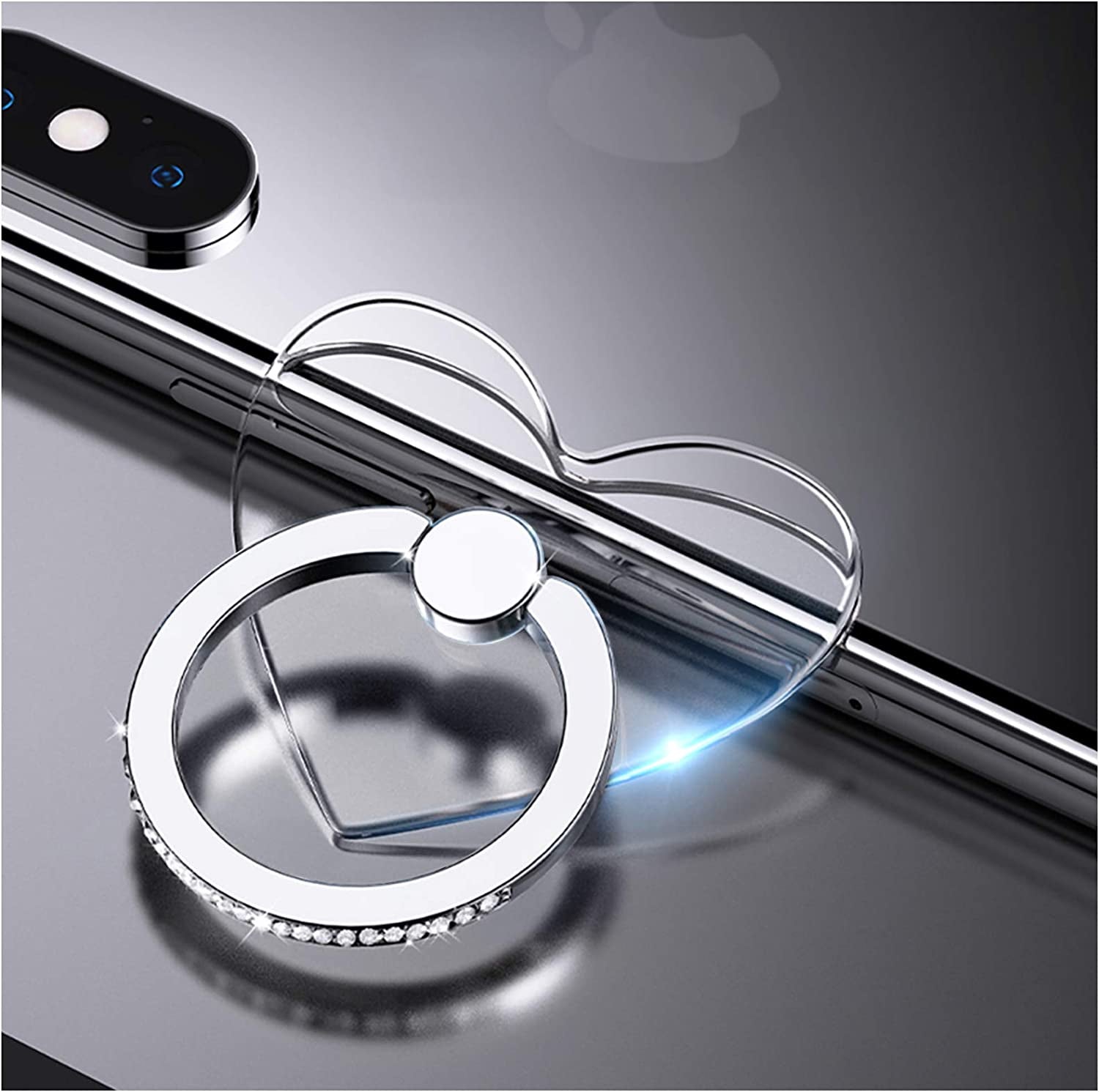 YINHEXI 2 Pcs Transparent Phone Ring Stand Holder Cell Phone Ring Holder Finger Grip 360 Degree Rotation (Rose Gold & Diamond-3)  YINHEXI Silver & Diamond-8  