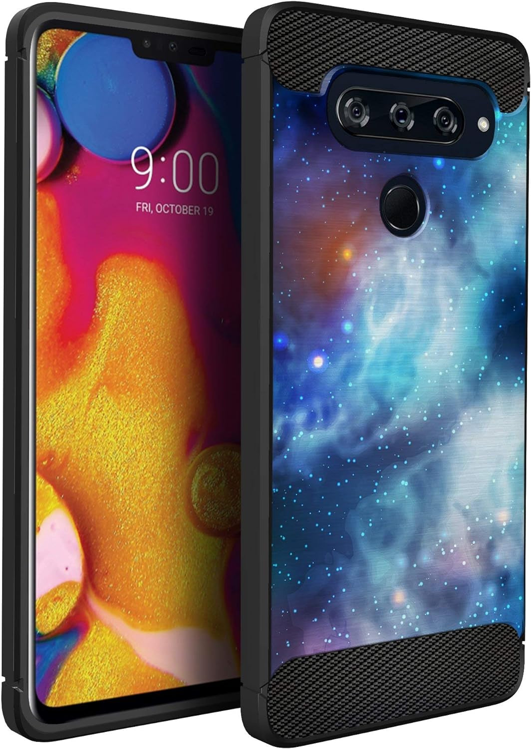 Casesondeck Case Compatible with LG V40 Thinq, Slim Precise Fit TPU Case, Scratch Protection and Unique Design (Shark Attack)  CasesonDeck Blue Galaxy  