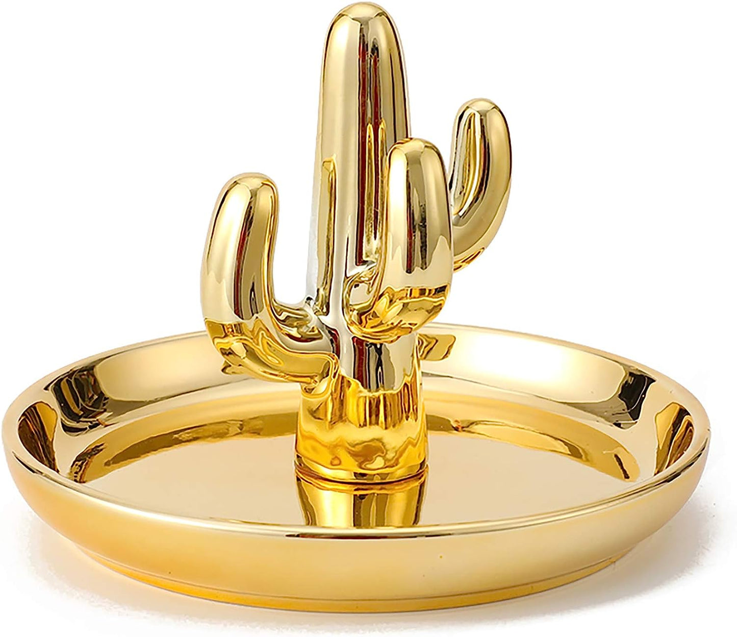 Stephanie Imports White Ceramic Middle Finger Jewelry Ring Dish Tray  Stephanie Imports Golden Cactus  