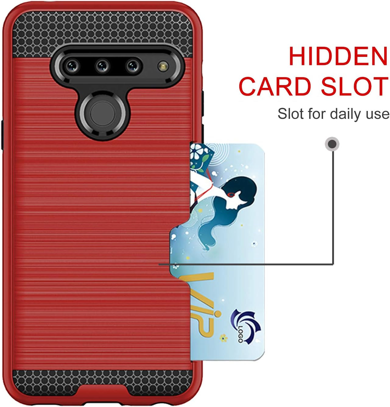 Case for LG G8, Thinq Case with Card Slot Holder, Shock Absorption Case Protective Cover for LG G8 (Red)  jia   