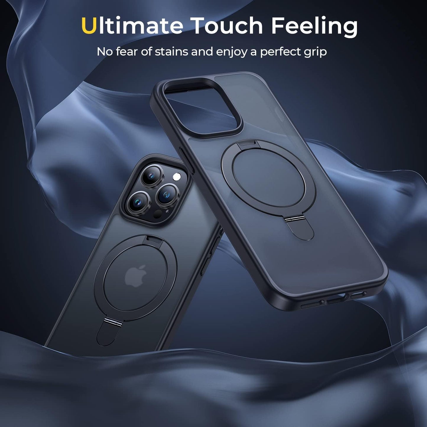 Simtect Iphone 14 Pro Max Case: Magnetic Invisible Stand, Military Grade Shockproof, Magsafe Compatible, Slim Translucent Matte Black Bumper  Simtect   