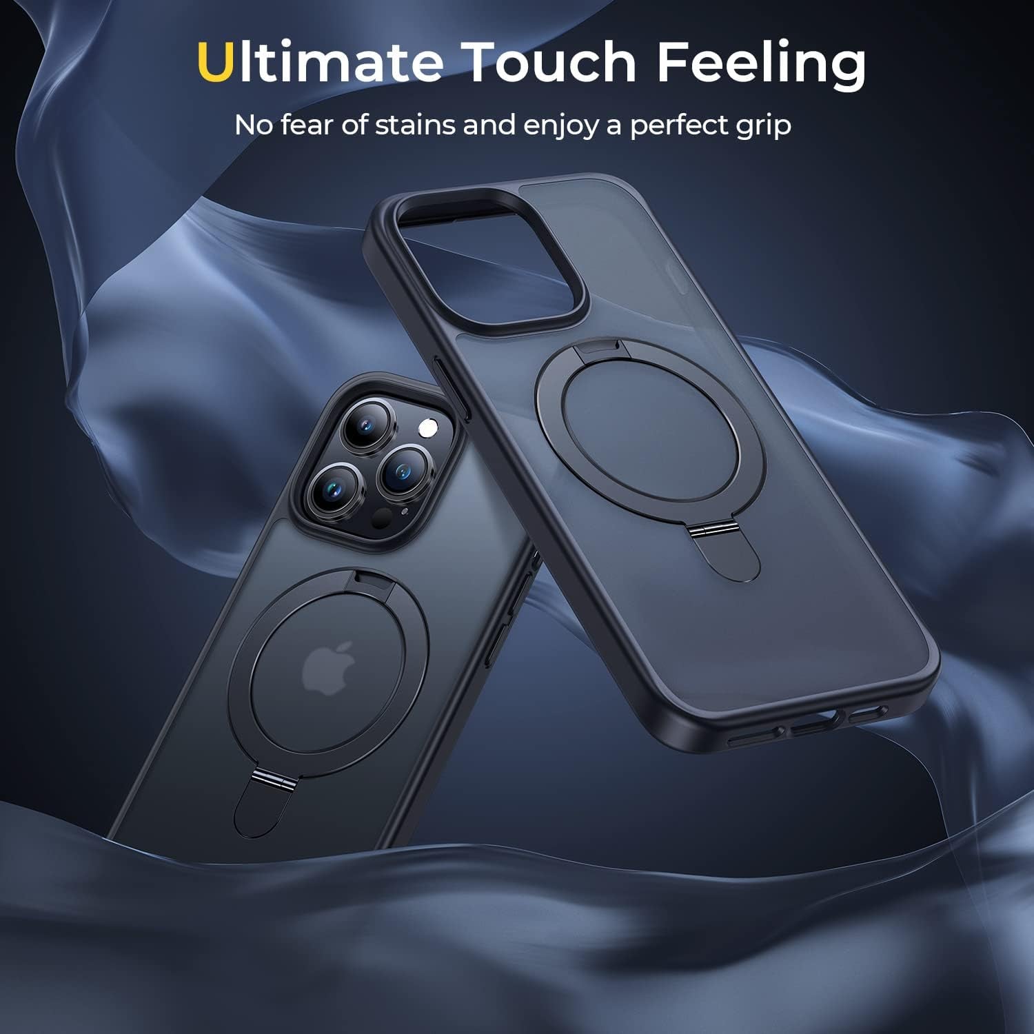 Simtect Iphone 14 Pro Max Case: Magnetic Invisible Stand, Military Grade Shockproof, Magsafe Compatible, Slim Translucent Matte Black Bumper  Simtect   