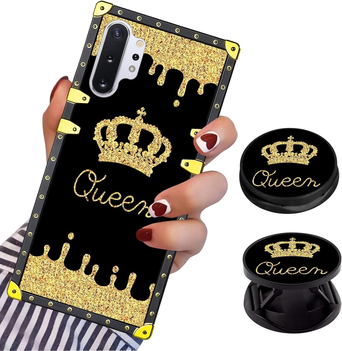 LSL Compatible with Samsung Galaxy Note 20 5G Square Phone Case, Queen Golden Crown Luxury TPU Plating Corner Shockproof Protection Cover for Women Girls, for Samsung Galaxy Note 20 5G  LSL For Samsung Galaxy Note10 Plus  