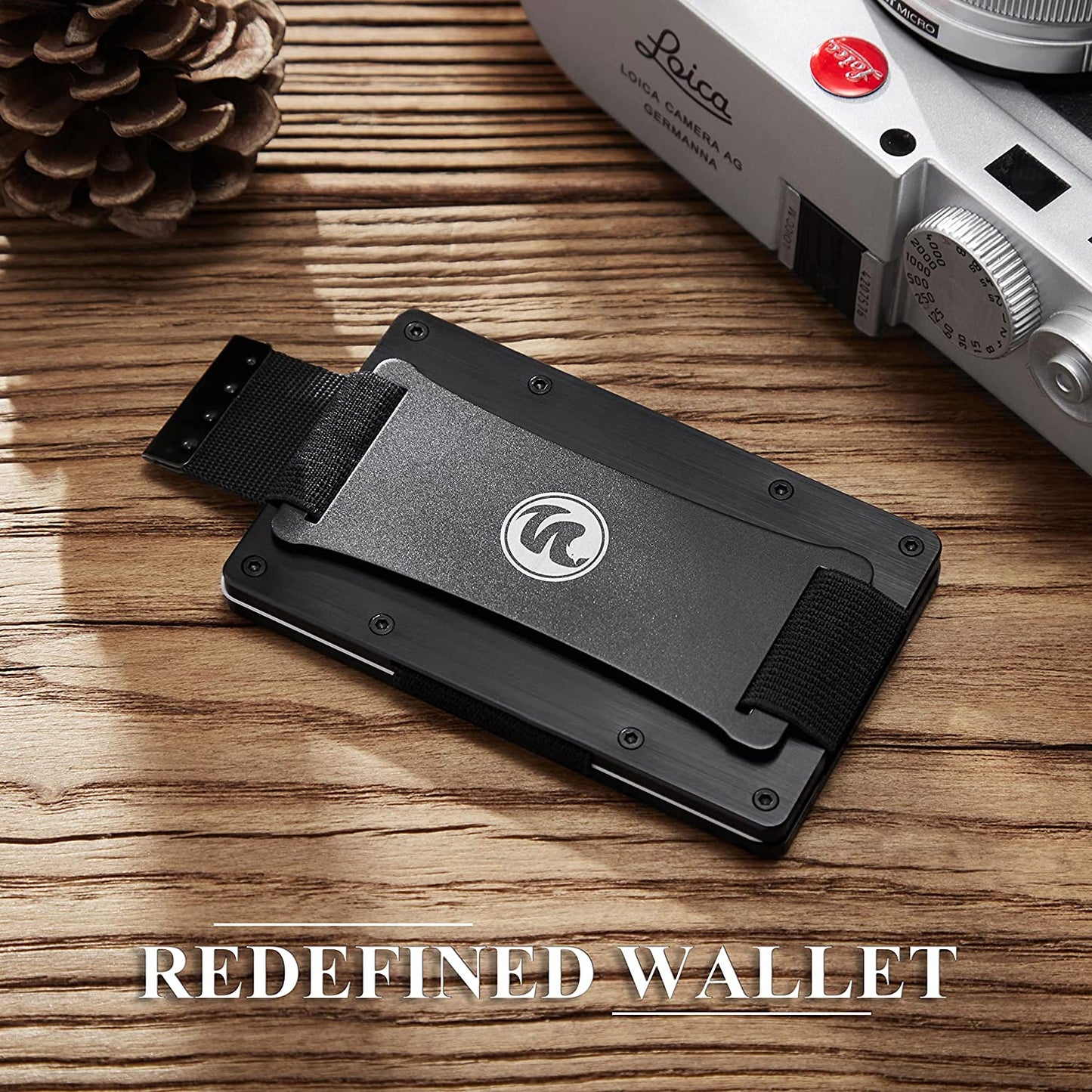 Men Minimalist Metal Engraved Wallet for Son Dad Husband Boyfriend | Slim Front Pocket RFID Blocking Aluminum Tactical Card Holder with Cash Strap | Personalized Birthday Christmas Graduation Gift  FeiYen   
