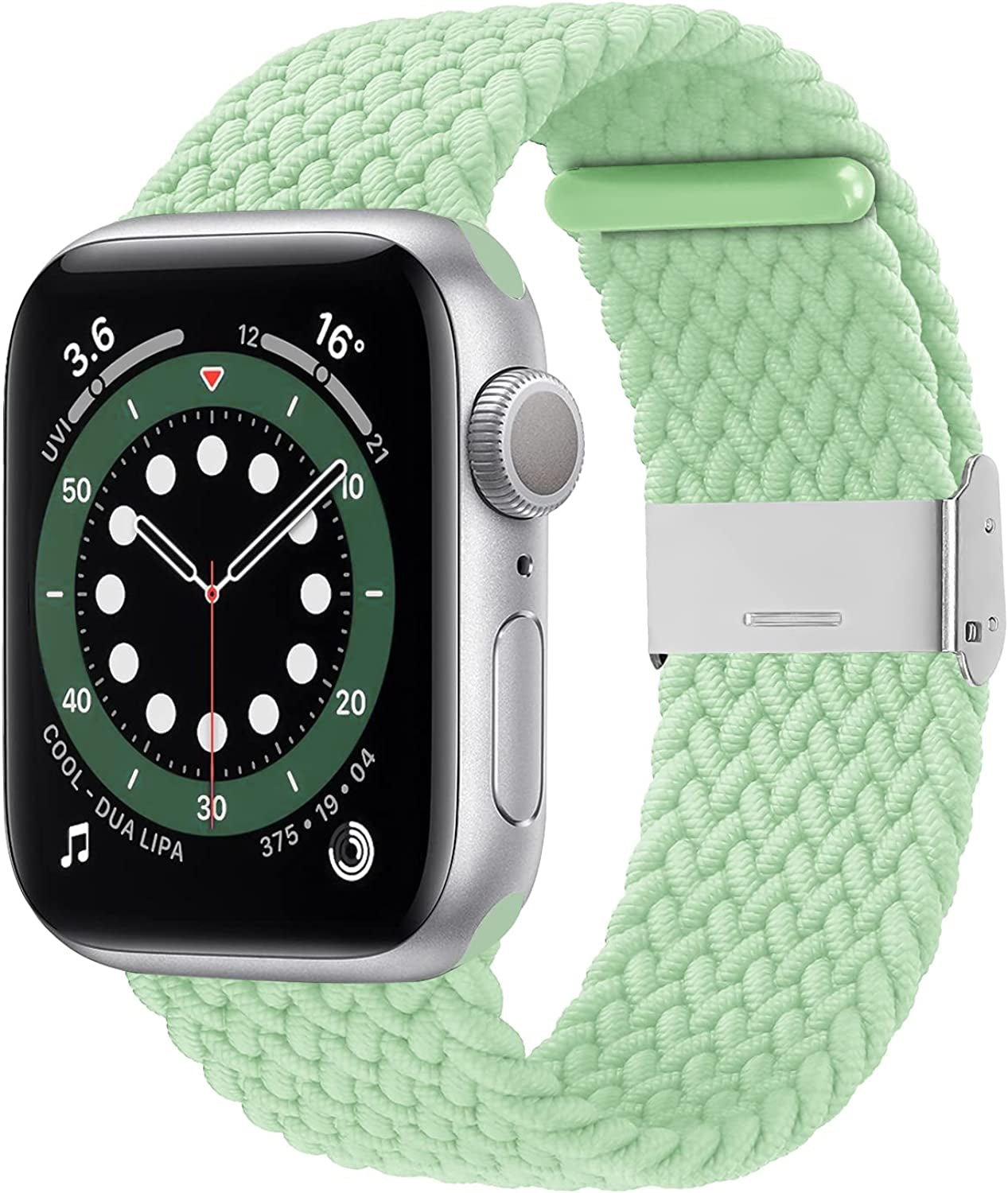 Bagoplus Compatible with Apple Watch Iwatch Bands 49Mm 38Mm 40Mm 41Mm 42Mm 44Mm 45Mm Women Men, Adjustable Braided Solo Loop Stretchable Elastics Sport for Iwatch Series 8/7/6/Se/5/4/3/2/1/Ultra  Bagoplus Pistachio 42mm/44mm/45mm/49mm - 5.5"-8.5" 