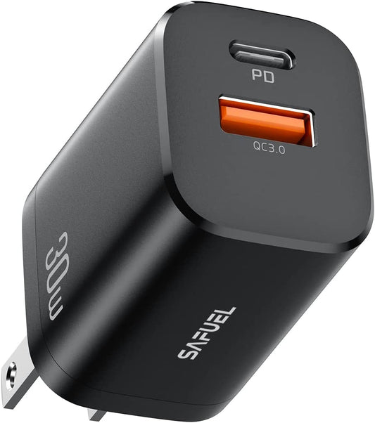 USB C Charger, SAFUEL 30W PD QC 3.0 Fast Charging 2 Ports Wall Charger [USB C+USB A], Quick Charge Power Adapter for Iphone 14 13 12 11 Pro Samsung S21 S20 Note 20 Ipad Mini Google LG Tablets Airpods  Dongguan Lavana Technology Co., Ltd.   
