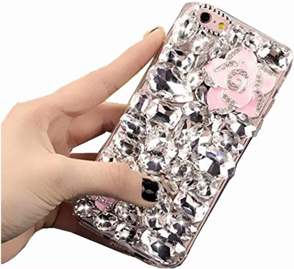 LG G8 Thinq Case,Lg G8 Case,Lg Alpha Full Crystal Diamond Case, 3D Handmade Finger Buckle Luxury Fur Ball Sparkle Crystal Rhinestone Diamond Glitter Bling TPU Case for LG G8 Thinq(Angel/Green)  YuXia Clear / Fenhua  