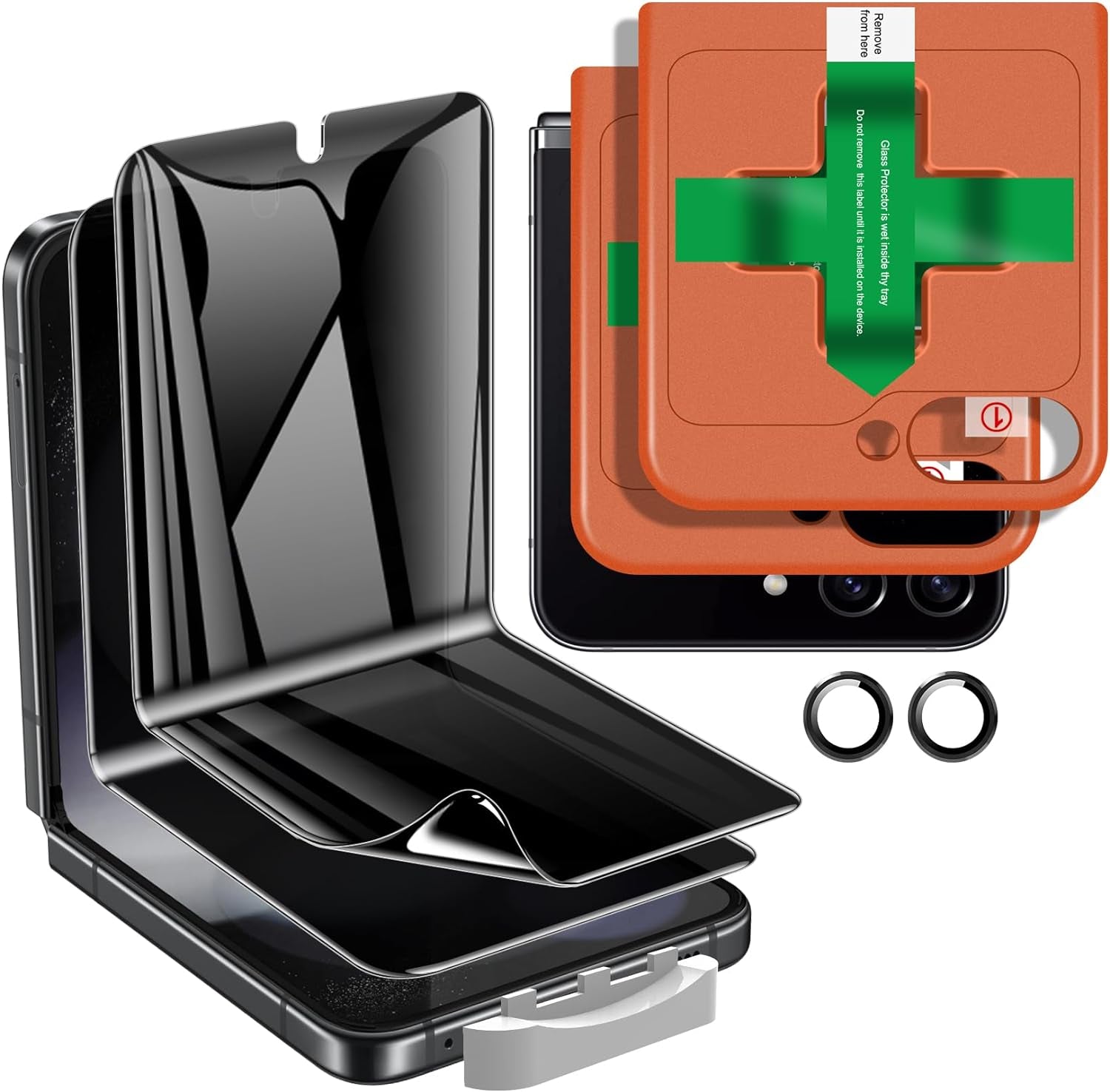 LYWHL [2+2 Pack] for Samsung Note 20 Ultra Privacy Screen Protector, [Support Fingerprint ID] Anti-Spy Black Full Adhesive Flexible Film + Camera Lens Glass Protector for Galaxy Note 20 Ultra  LYWHL Black / Clear Z Flip 5 