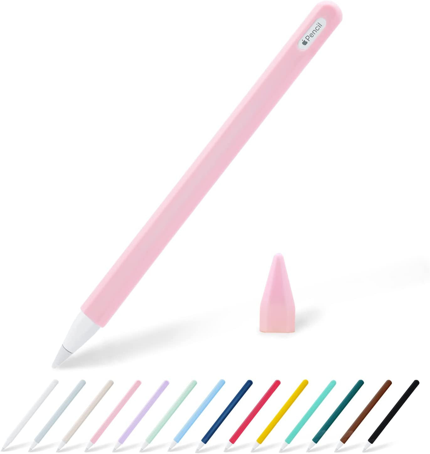 KELIFANG Silicone Case Sleeve Cover Compatible Apple Pencil 2Nd Generation, Cute Pink Protective Skin Holder Grip and Tip Cap Accessories Compatible Ipad Pro 11 12.9 Inch  KELIFANG   