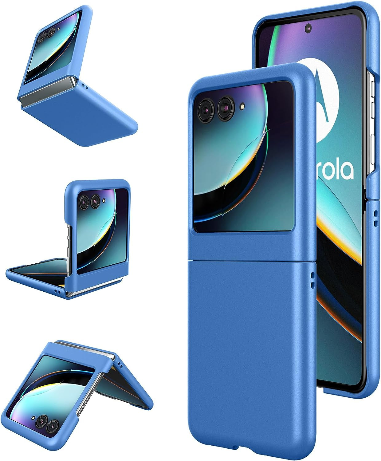 Foluu Slim Fit Case for Motorola Razr plus 2023, with 1 Pack Soft Inner TPU Moto Razr plus 2023 Screen Protector, 1 Pack Front Built-In Screen Protector, Matte PC Cover for Motorola Razr+ 2023 Blue  Foluu   