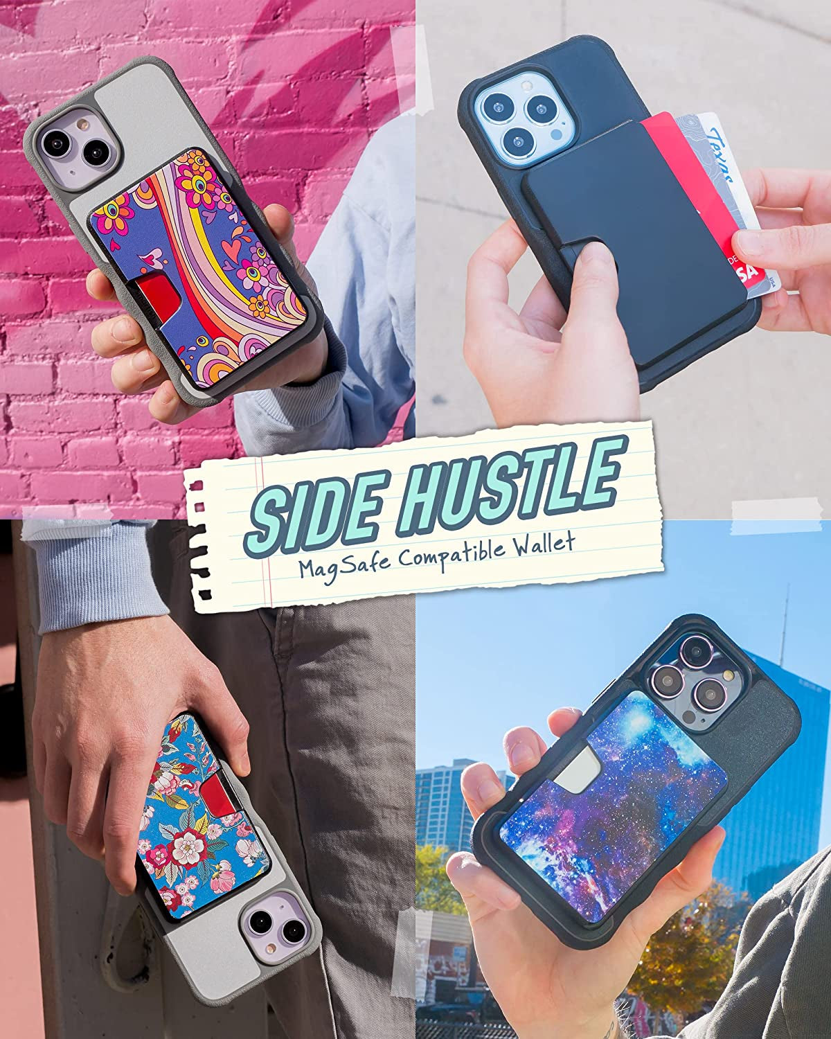 Smartish Wallet for Magsafe Iphones - Side Hustle - Slim Detachable Magnetic Card Holder for Apple Iphone 14/13/12 Models - Black Tie Affair  Smartish   