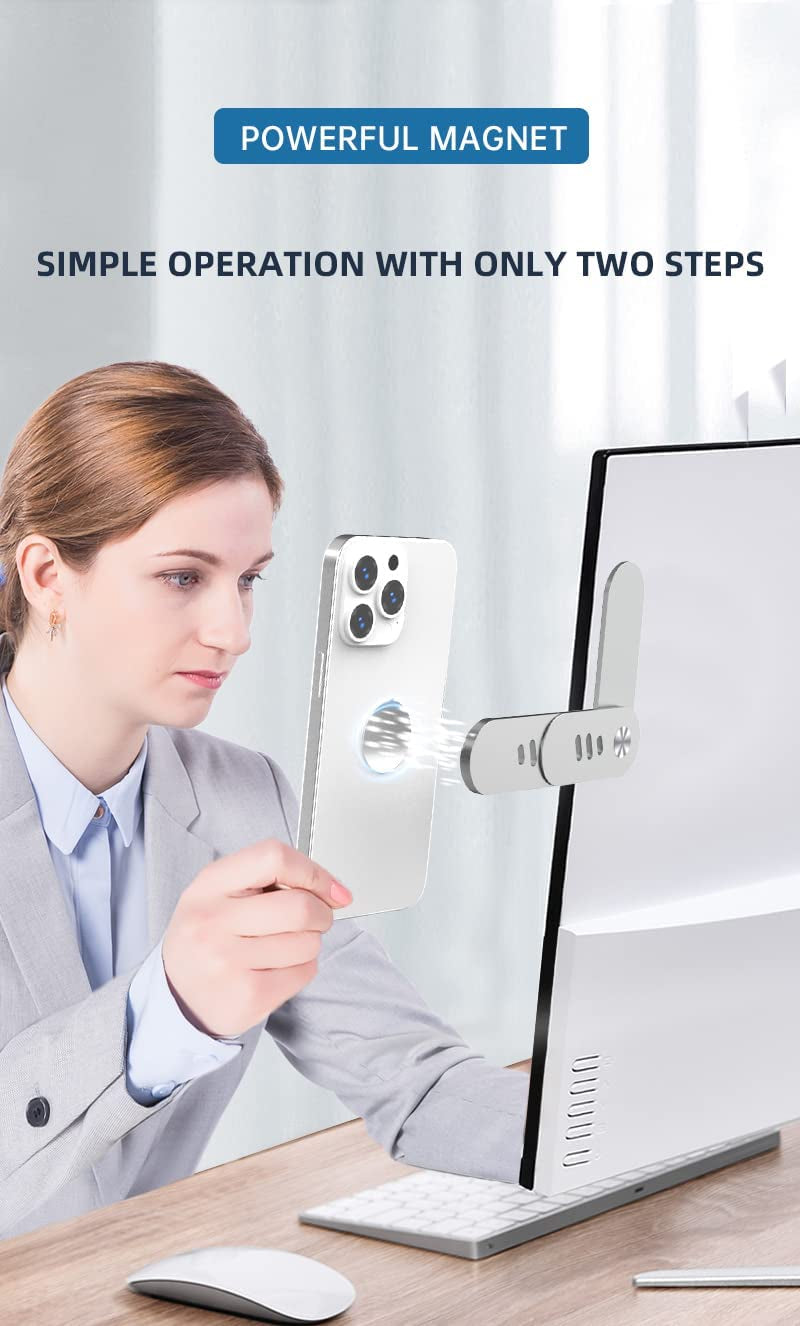 MZMSUTU Laptop Phone Mount Phone Holder Adjustable Laptop Side Clip Magnetic Phone Mount Foldable Laptop or Desktop Monitor Side Mount Phone Expansion Stand for All Phones Computer Laptop Bracket  MZMSUTU   