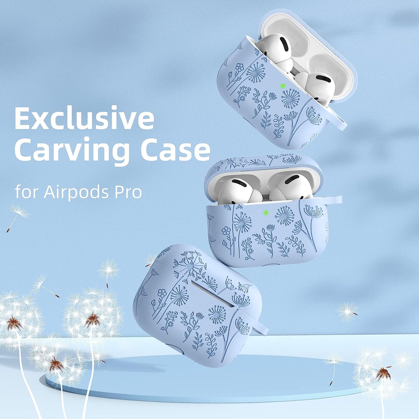 Lerobo Flower Engraved Case Compatible with Airpods Pro 2 Case Cover, Cute Soft Silicone Skin Cover Full Protective Case for Apple Airpods Pro Case 2Nd/1St Generation Front LED Visible, Lilac  Lerobo   