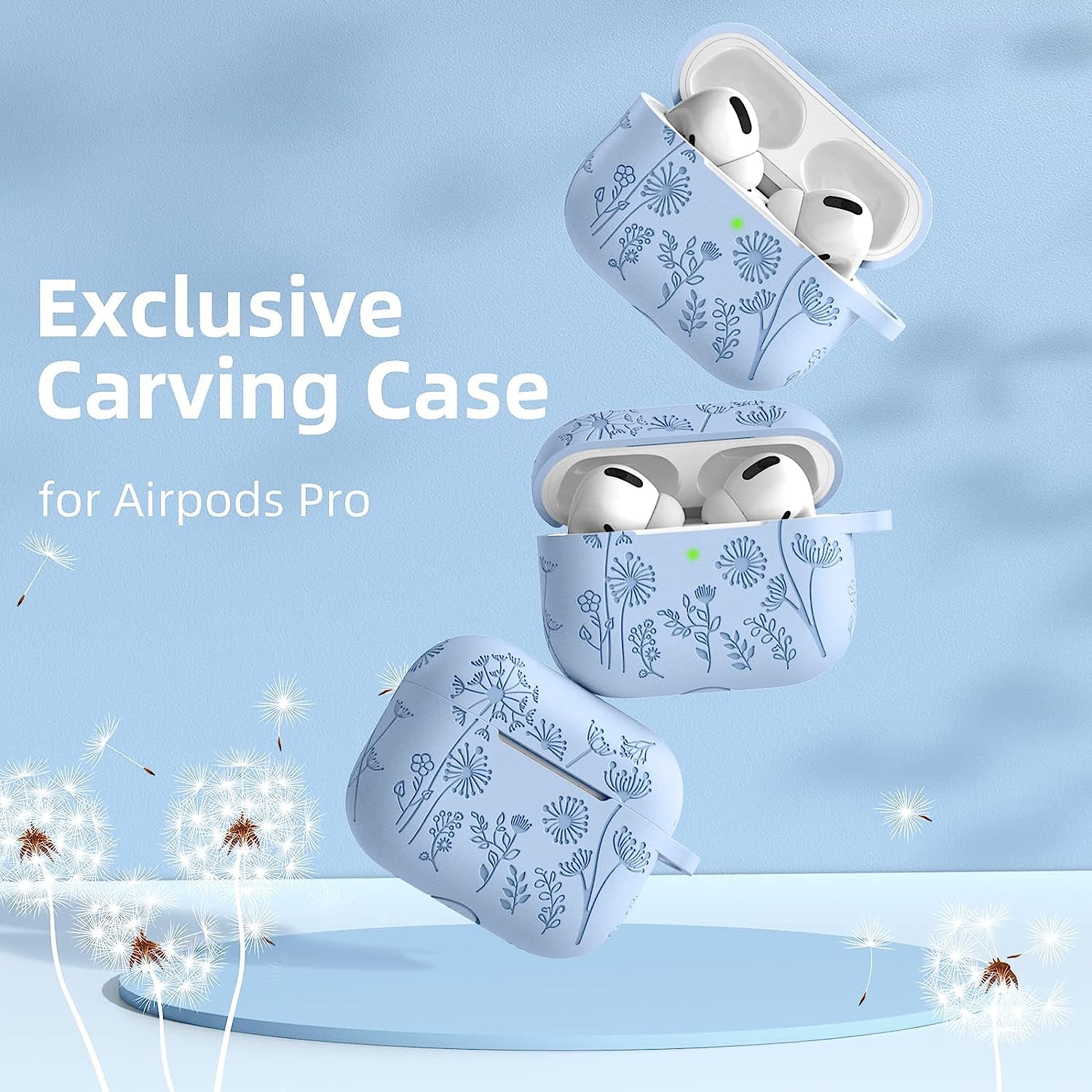 Lerobo Flower Engraved Case Compatible with Airpods Pro 2 Case Cover, Cute Soft Silicone Skin Cover Full Protective Case for Apple Airpods Pro Case 2Nd/1St Generation Front LED Visible, Lilac  Lerobo   