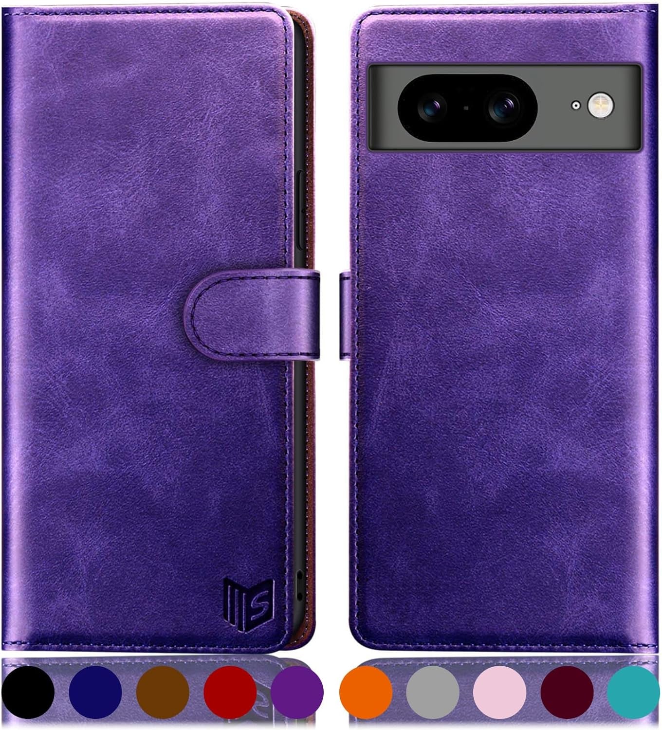 SUANPOT for Google Pixel 8 5G Wallet Case with RFID Blocking Credit Card Holder,Flip Book PU Leather Protective Cover Women Men for Pixel 8 Phone Case Blue Green  SUANPOT Purple  