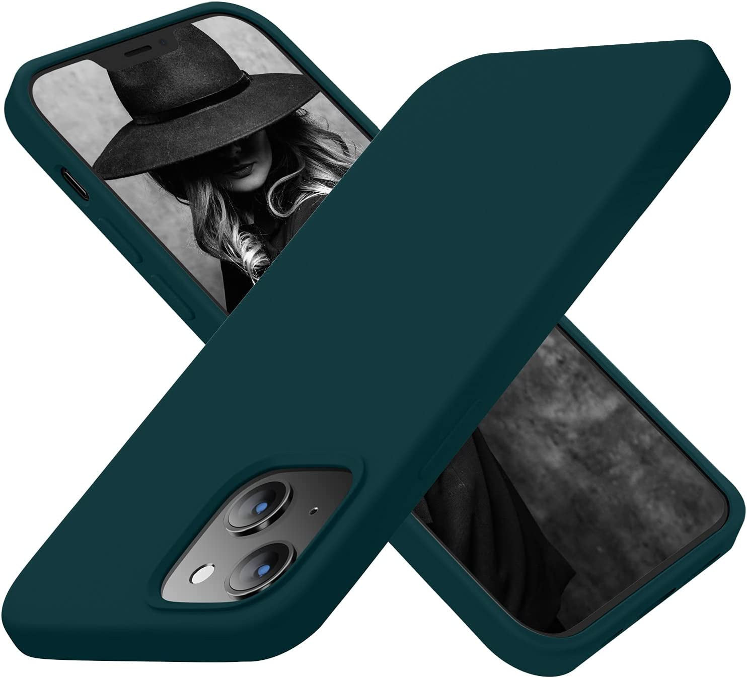 Cordking Designed for Iphone 13 Case, Iphone 14 Case, Silicone Ultra Slim Shockproof Protective Phone Case with [Soft Anti-Scratch Microfiber Lining], 6.1 Inch, Black  Cordking Teal  