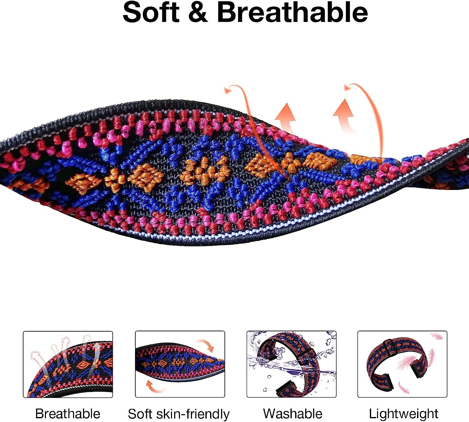 20Mm Stretchy Band Compatible with Samsung Galaxy Watch 5/4 40Mm 44Mm/Watch 5 Pro 45Mm/Watch 4 Classic 42Mm 46Mm/Watch 3 41Mm/Galaxy Watch 42Mm/Active 40Mm/Active 2 40 44Mm, Nylon Strap for Men Women  POHNUI   