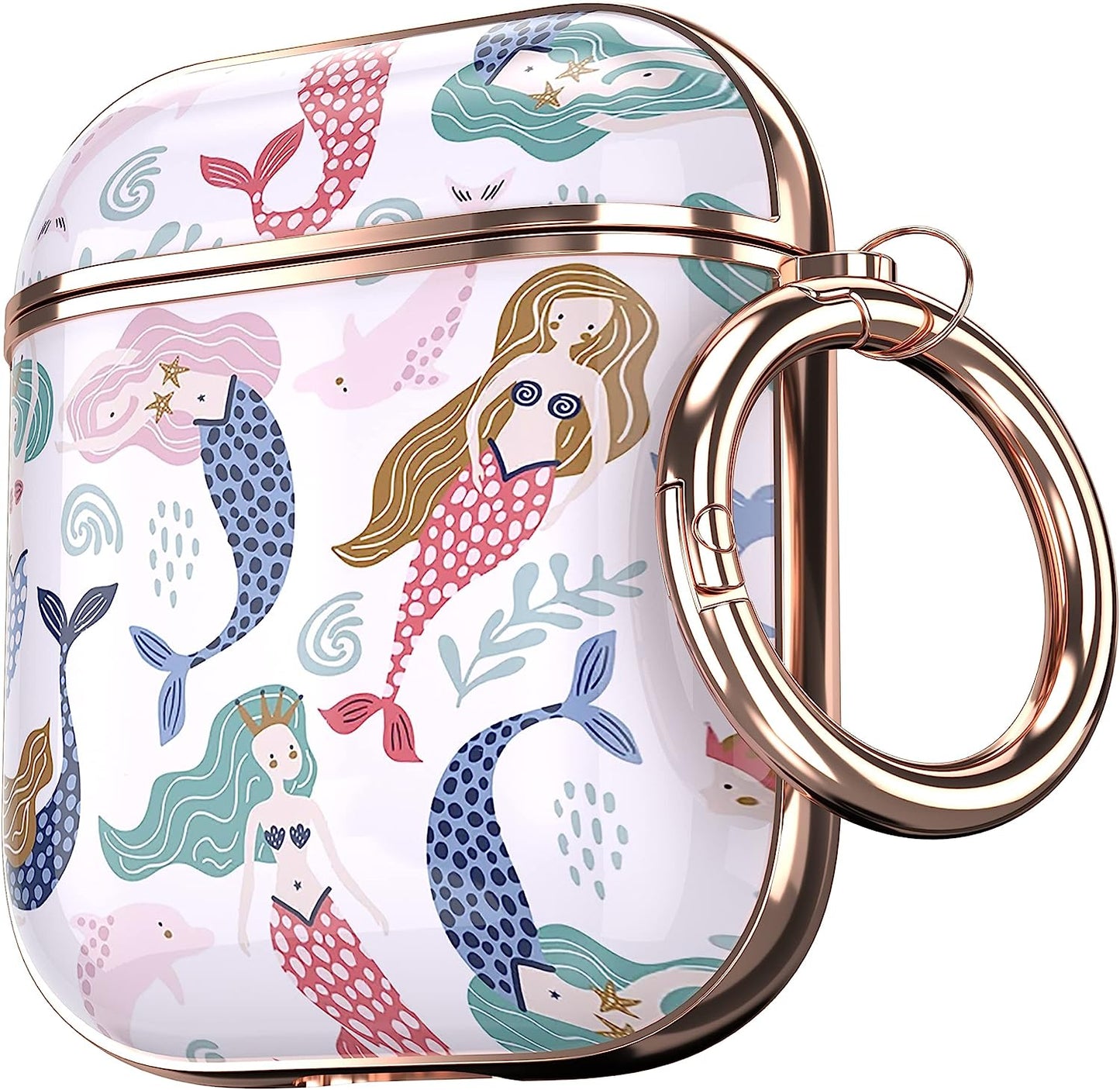 Maxjoy for Airpods Case Cover, Flower Airpod Case Hard Protective Shockproof Cute Air Pod 2 Case for Women Men with Keychain Clip for Airpod 2Nd 1St Generation Charging Case 2&1, Floral  Maxjoy Blue + Red  