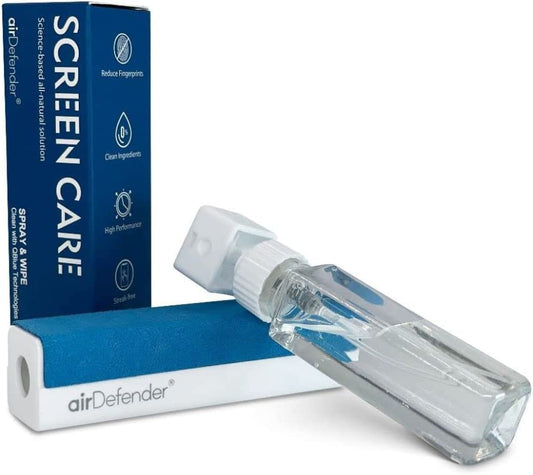 Airdefender Screen Cleaner Spray for Computer Monitor, Phone, Laptop, Lens, and Ipad Screens Cleaning Kit with Built-In Washable Microfiber Cloth (Travel Size 15Ml)  QBlue Technologies   