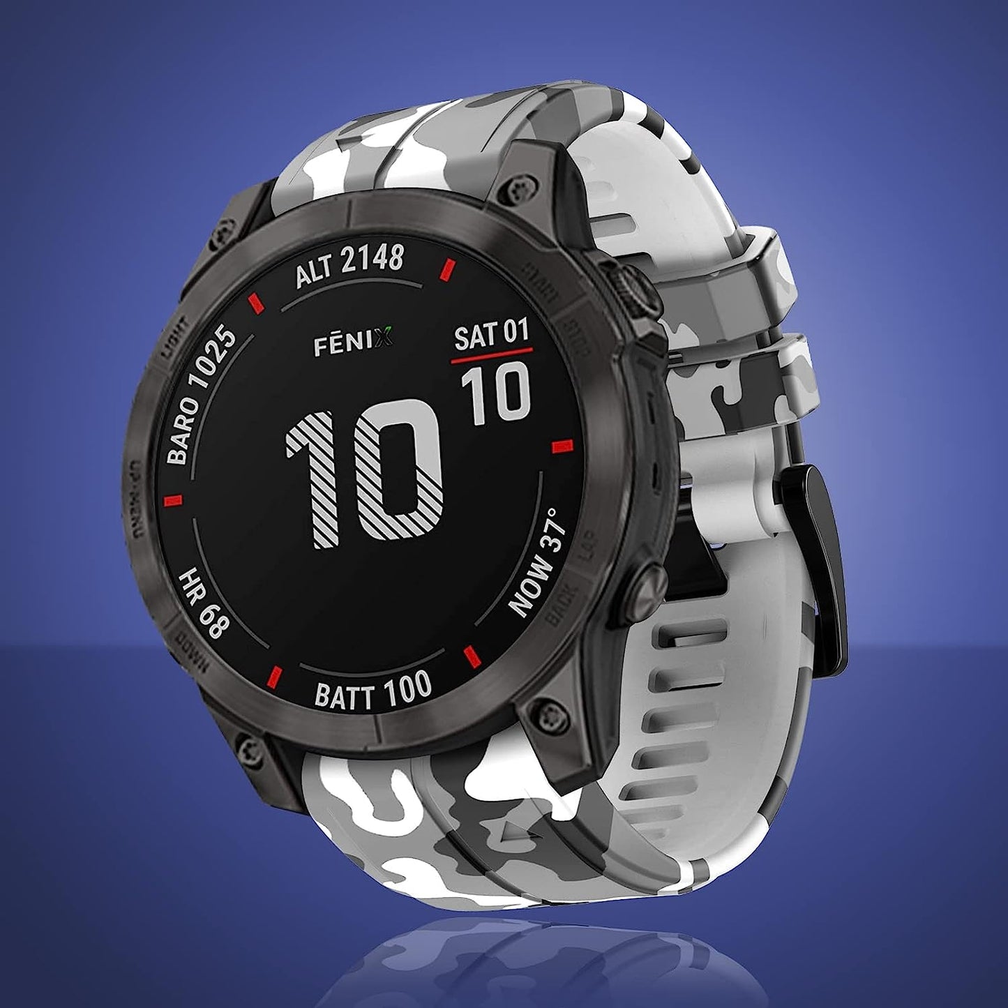 Bandkids 26Mm Camouflage Band for Garmin Fenix 5X /Fenix 6X /Fenix 7X Watch Band,Soft Silicone Waterproof Sport Quickfit Watch Bands for Garmin Fenix 6X Pro/5X Plus/Fenix 3/3 Hr/Enduro/Tactix Delta  Bandkids   