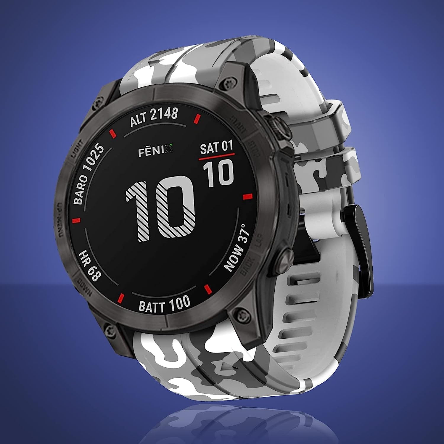 Bandkids 26Mm Camouflage Band for Garmin Fenix 5X /Fenix 6X /Fenix 7X Watch Band,Soft Silicone Waterproof Sport Quickfit Watch Bands for Garmin Fenix 6X Pro/5X Plus/Fenix 3/3 Hr/Enduro/Tactix Delta  Bandkids   