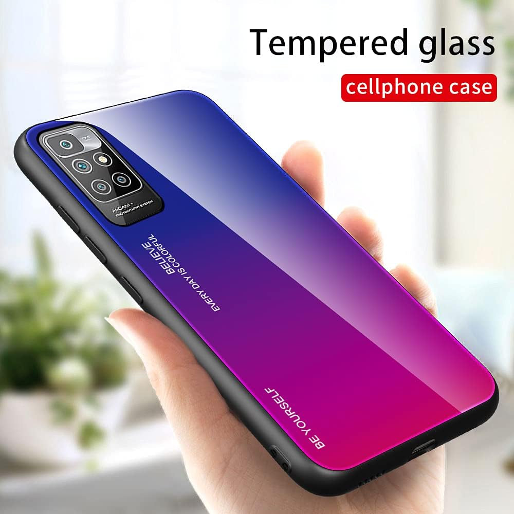 EASSGU Case for Xiaomi Redmi 10 2022 Is Made of Soft TPU Border Tempered Glass Back Cover Drop Resistant Scratch Resistant Purple Red  EASSGU   