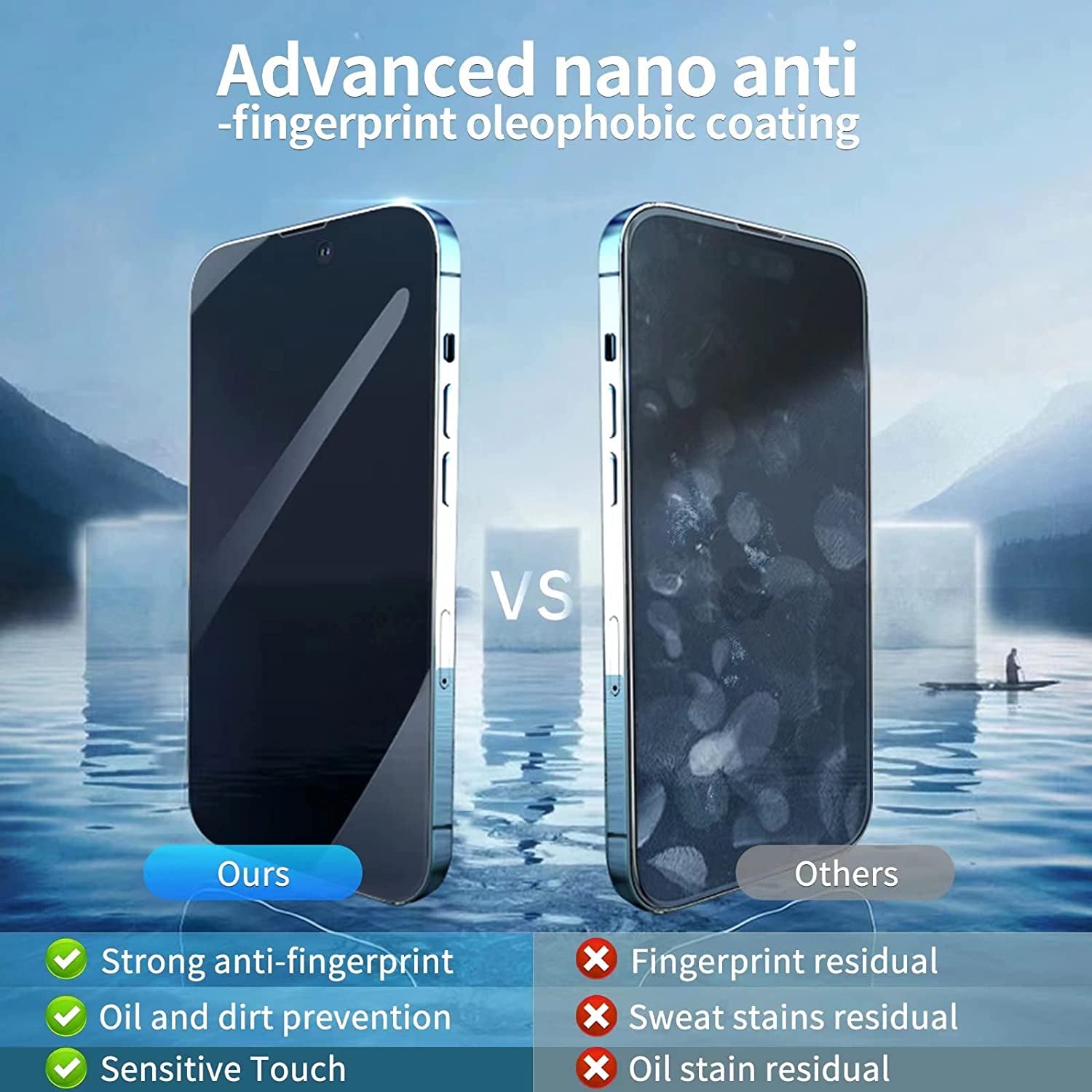 Wengtech 2 Pack Iphone 14 Privacy Screen Protector for Iphone 13/Iphone 13 Pro [6.1 Inch],Anti Spy Tempered Glass Privacy Screen 9H,Full Coverage Protection [Easy Installation Included]  WengTech   