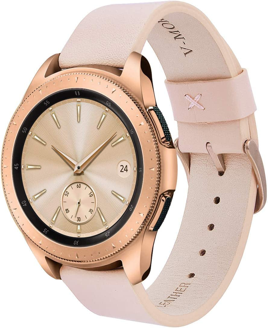 V-MORO Leather Strap Compatible with Galaxy Watch 5/4 Band 40Mm 44Mm/Galaxy Watch 4 Classic 42Mm 46Mm 20Mm Watch Band with Rose Gold Stainless Steel Buckle Replacement for Galaxy Watch 42Mm/Active 2  V-Moro Pink  