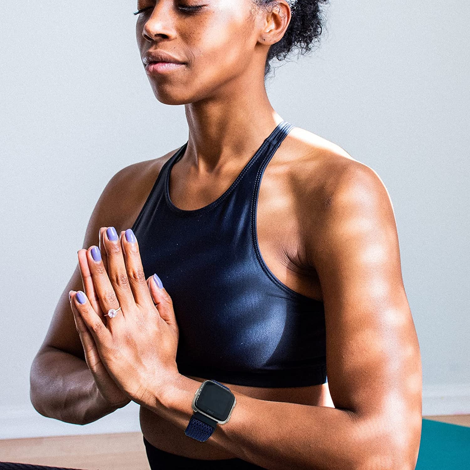 4 Pack Stretchy Bands Compatible with Fitbit Versa/Fitbit Versa Lite/Fitbit 2 Women Men, Adjustable Elastic Soft Loop Nylon Breathable Replacement Straps for Smartwatch Wristband  POHNUI   