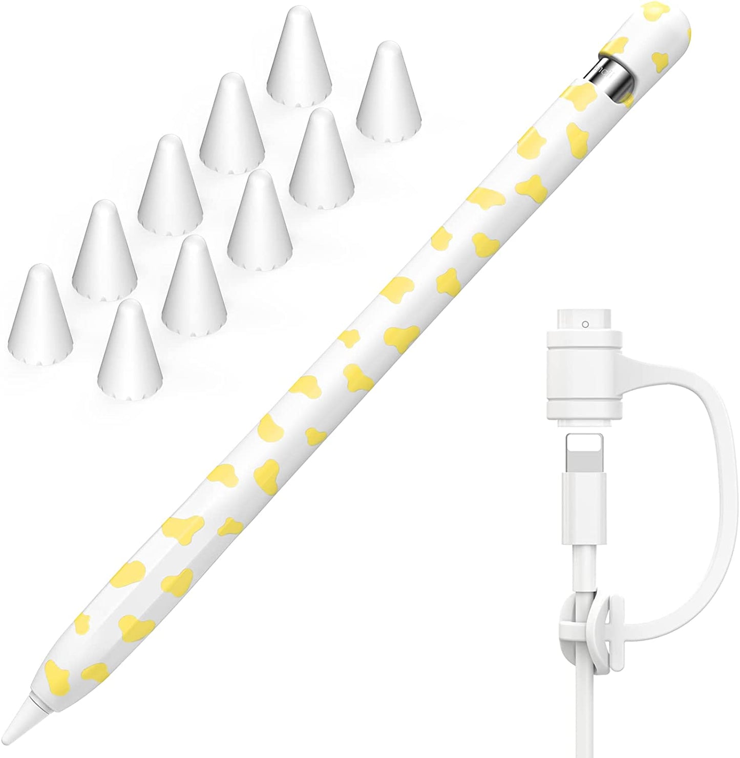 NIUTRENDZ Cow Print Case for Apple Pencil 2Nd Generation Case Cover Silicone Protective Sleeve Skin Accessories with 10Pcs Apple Pencil Tips Cover (Purple)  NIUTRENDZ Yellow Apple Pencil 1st Generation 