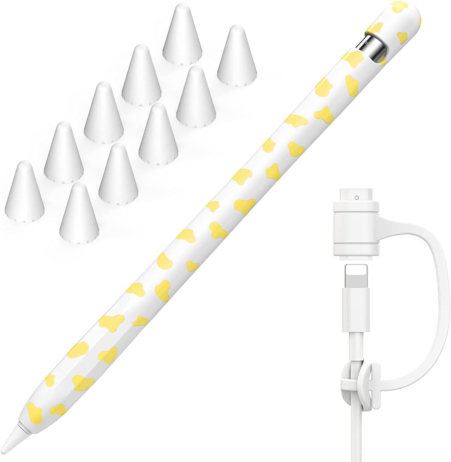 NIUTRENDZ Cow Print Case for Apple Pencil 2Nd Generation Case Cover Silicone Protective Sleeve Skin Accessories with 10Pcs Apple Pencil Tips Cover (Purple)  NIUTRENDZ Yellow Apple Pencil 1st Generation 