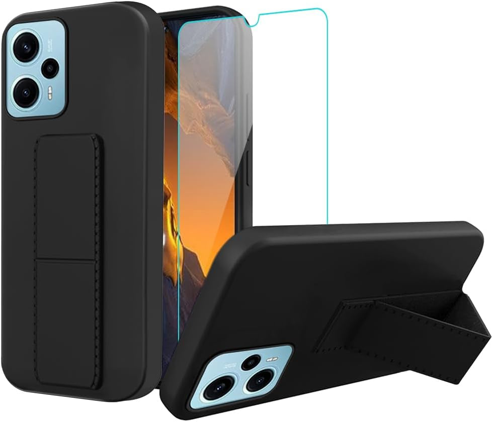Case for Oneplus 8 2020 Phone Case, Stand Case with Tempered Glass Screen Protector Hidden Folding Kickstand Shockproof Protective Cover Silicone TPU Phone Case for Oneplus 8 - Black  Sitikai Poco F5 5G Black  