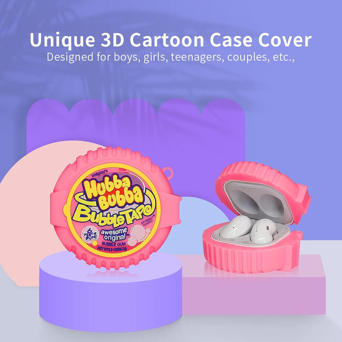 For Galaxy Buds Live/Galaxy Buds Pro Case Cover (2021), AIBEAMER Shockproof Silicone Protective Cute Cover 3D Cartoon Anime Design for Samsung Galaxy Buds 2(2021) Charging Case (Bubble Gum Case)  AIBEAMER   