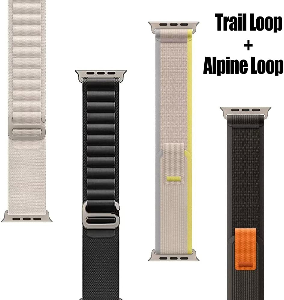 4 Pack Alpine Trail Loop Compatible with Apple Watch Band 38Mm 40Mm 41Mm 42Mm 44Mm 45Mm 49Mm Replacement Women Mens, Nylon Solo Sport Braided G-Hook Slides Strap for Iwatch Ultra Series SE 8/7/6/5/4/3  Rqhhzvt   