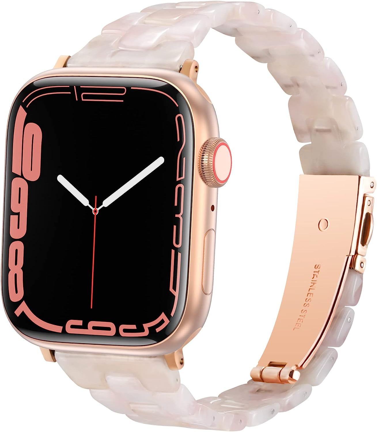 Slim Resin Bands Compatible with Apple Watch Band 38Mm 40Mm 41Mm 42Mm 44Mm 45Mm 49Mm Thin Light Strap with Stainless Steel Buckle Replacement Bracelet for Iwatch Ultra Series 8 SE 7 6 5 4 3 2 1  Arctime Flower Pink 38/40/41mm 